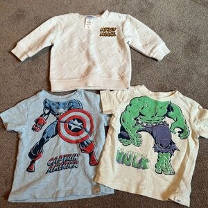 Bundle of 3 shirts (Hulk, captain America and Mickey) size 12 months